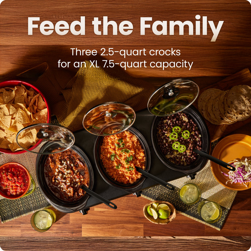 Stainless-Steel Triple Slow Cooker Buffet