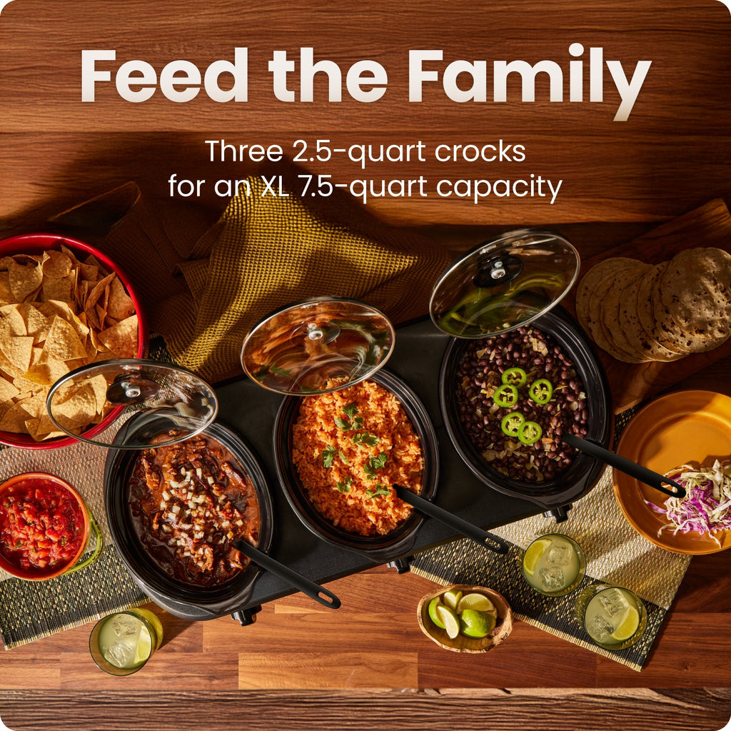 Stainless-Steel Triple Slow Cooker Buffet