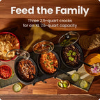 Stainless-Steel Triple Slow Cooker Buffet
