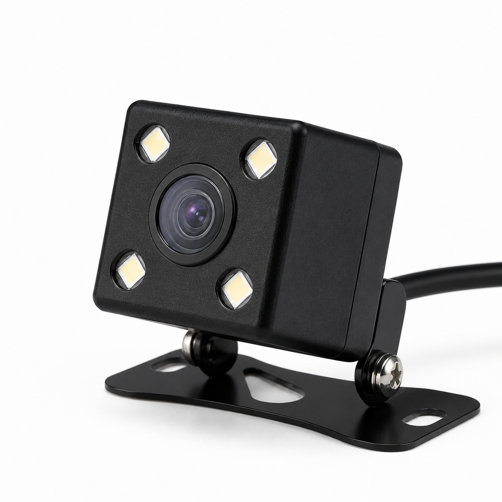 Separate wired rear camera with four LEDs and adjustable mounting bracket