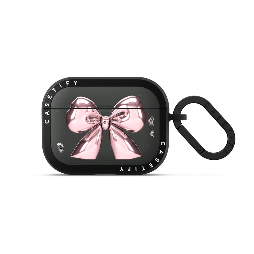 Metallic Pink Ribbon Earbuds Case