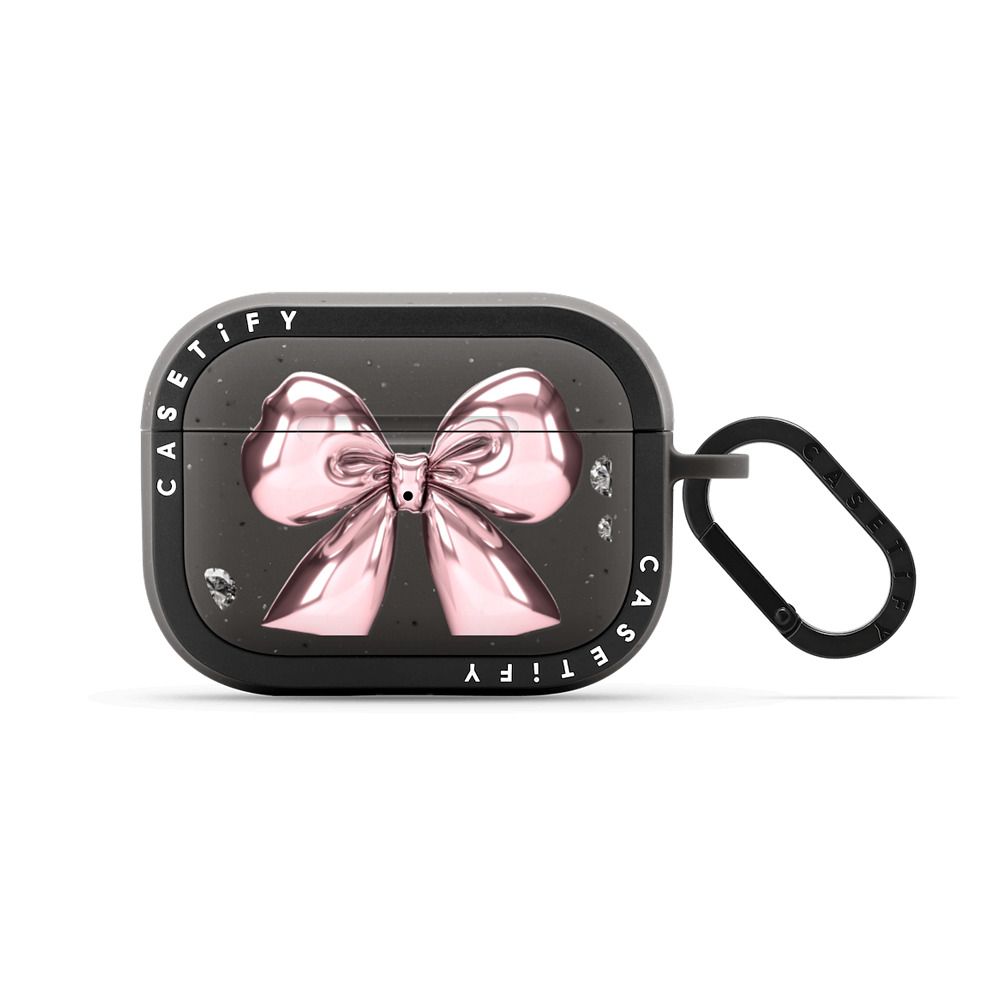Metallic Pink Ribbon Earbuds Case