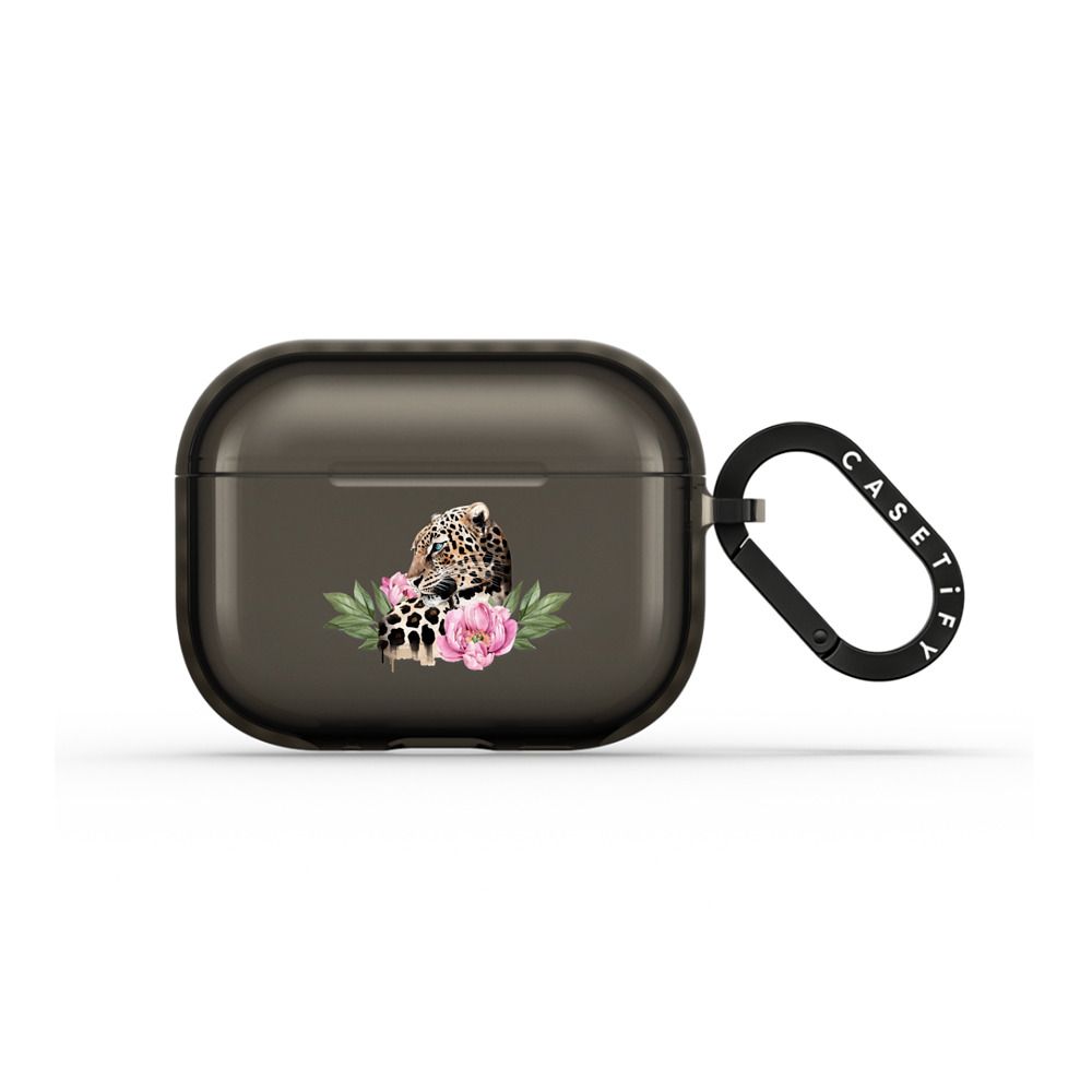Leopard with peonies Earbuds Case