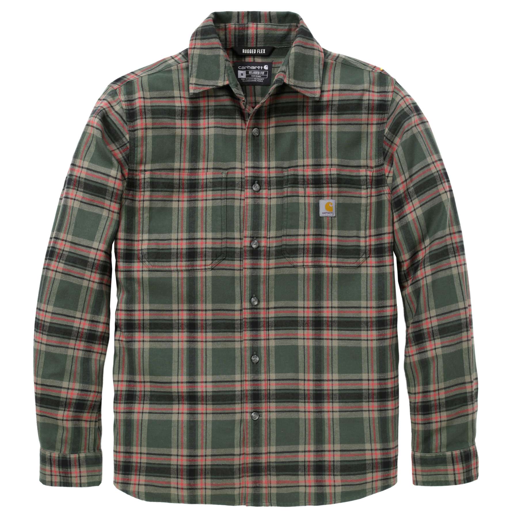 Carhartt Rugged Flex Relaxed Fit Midweight Flannel Long-Sleeve Plaid Shirt