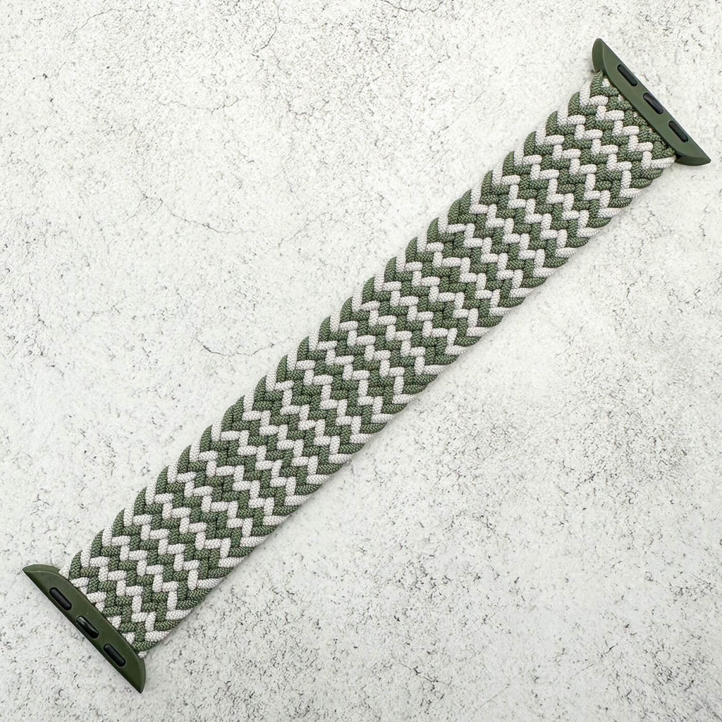 Braided Elastic Watch Strap For Apple Watch | MOSSY ROCK GREEN GREY