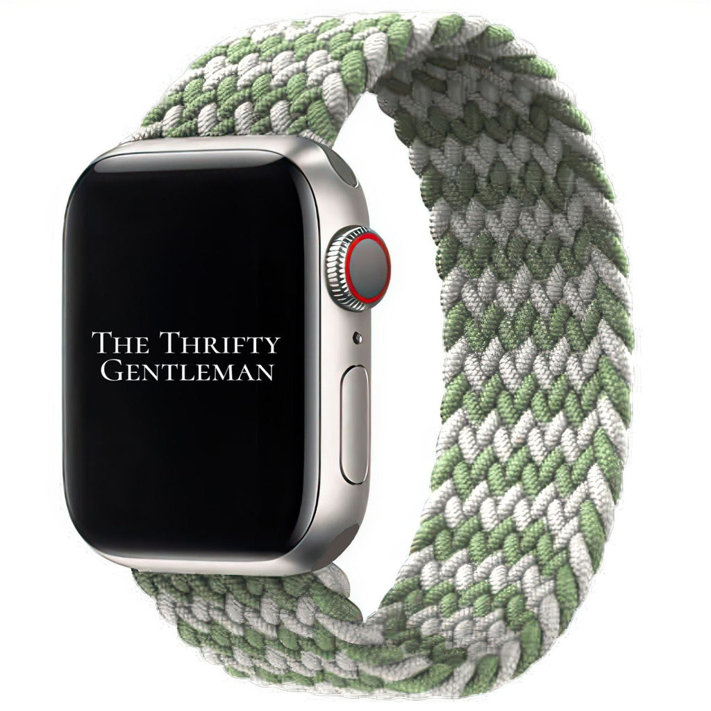 Braided Elastic Watch Strap For Apple Watch | MOSSY ROCK GREEN GREY