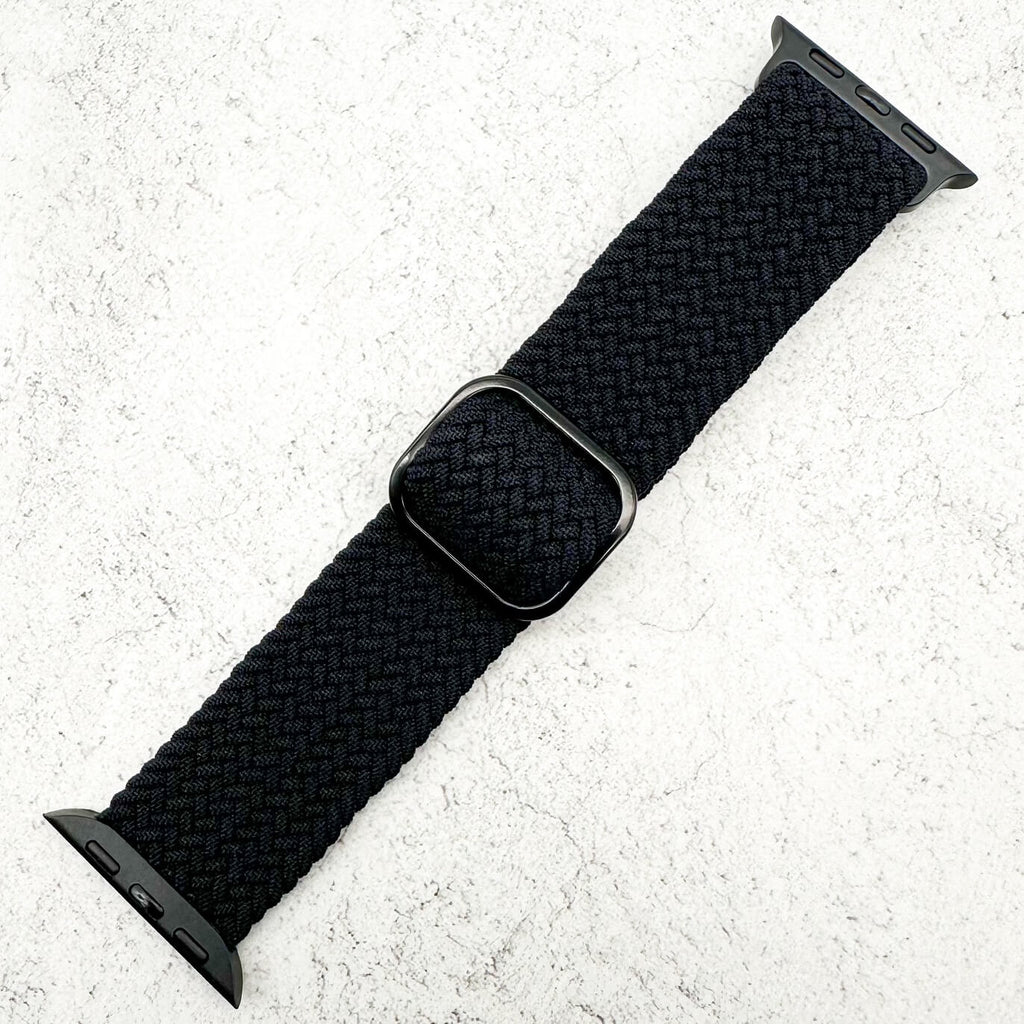 Braided Elastic Watch Strap With Buckle For Apple Watch | BLACK