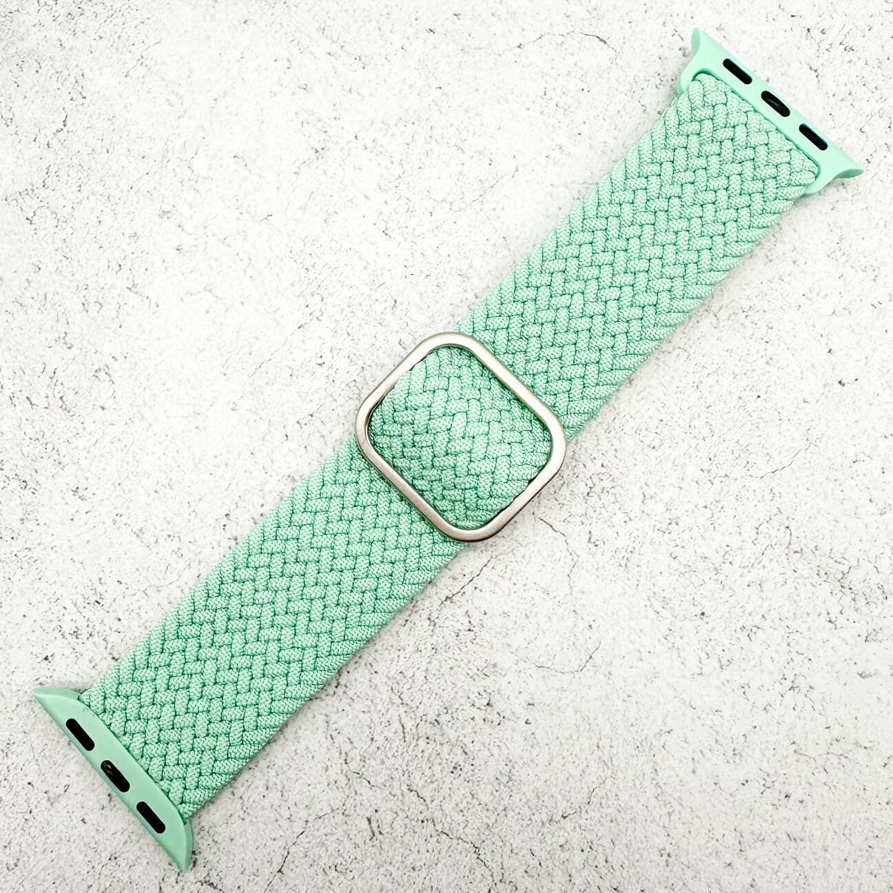 Braided Elastic Watch Strap With Buckle For Apple Watch | PISTACHIO GREEN Secondary image