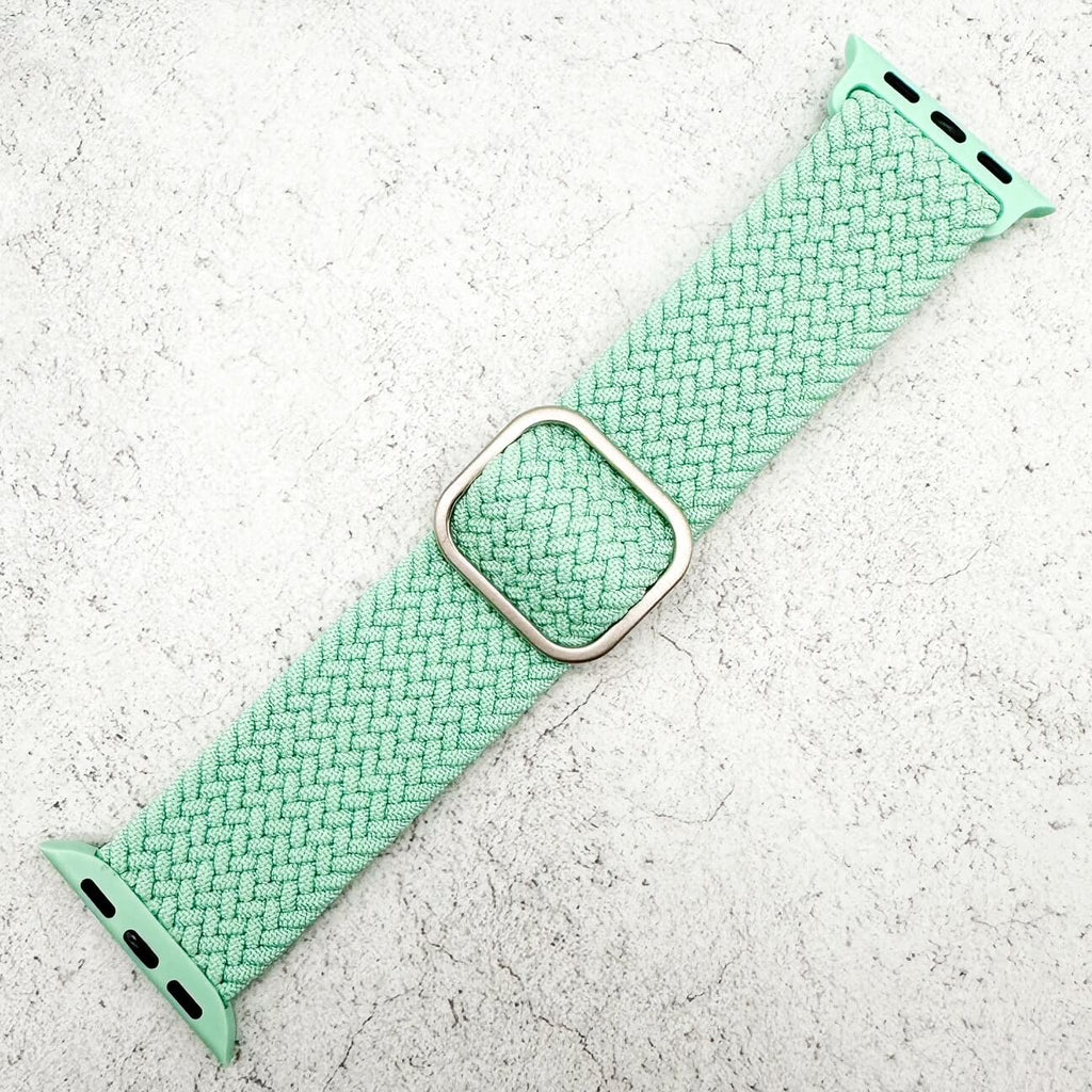 Braided Elastic Watch Strap With Buckle For Apple Watch | PISTACHIO GREEN