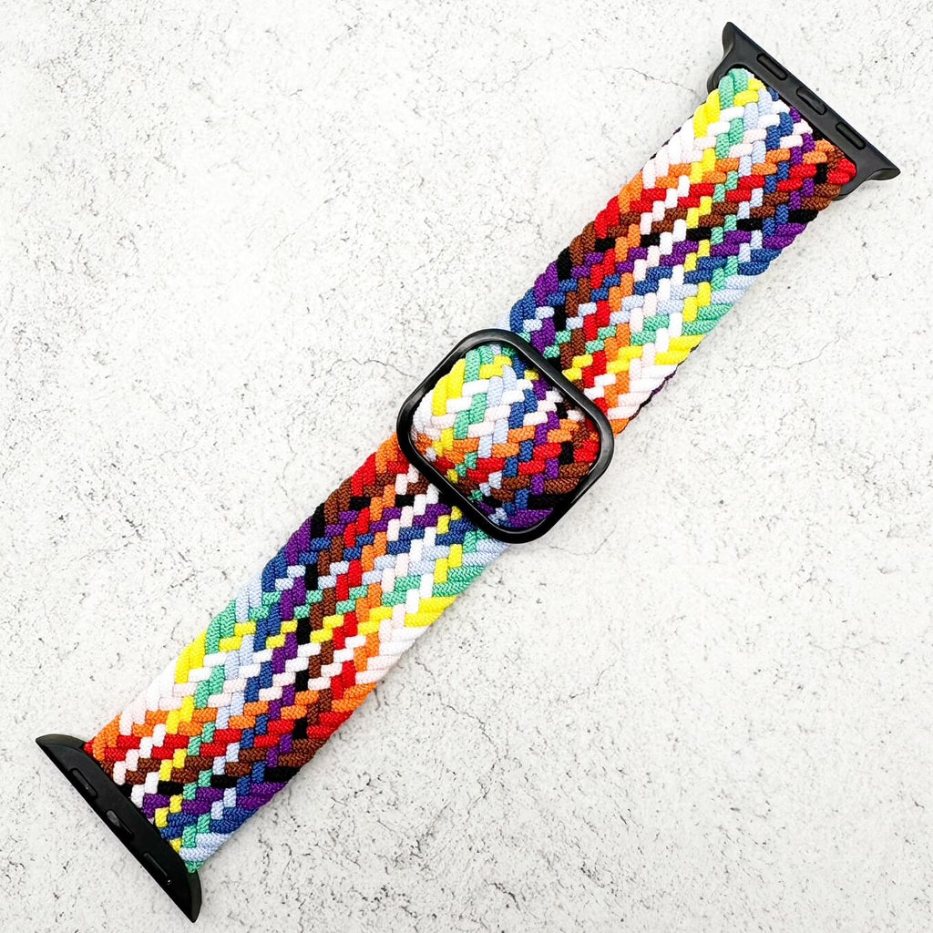 Braided Elastic Watch Strap With Buckle For Apple Watch | RAINBOW
