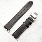 Genuine Leather Strap With Butterfly Clasp For Apple Watch | BLACK