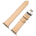 Genuine Leather Strap With Butterfly Clasp For Apple Watch | CREAM