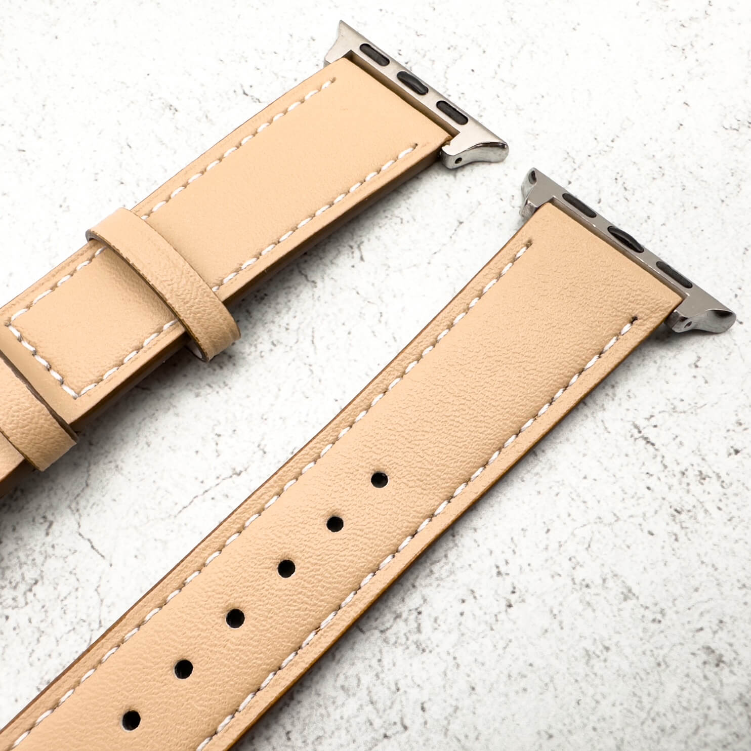 Genuine Leather Strap With Butterfly Clasp For Apple Watch | CREAM
