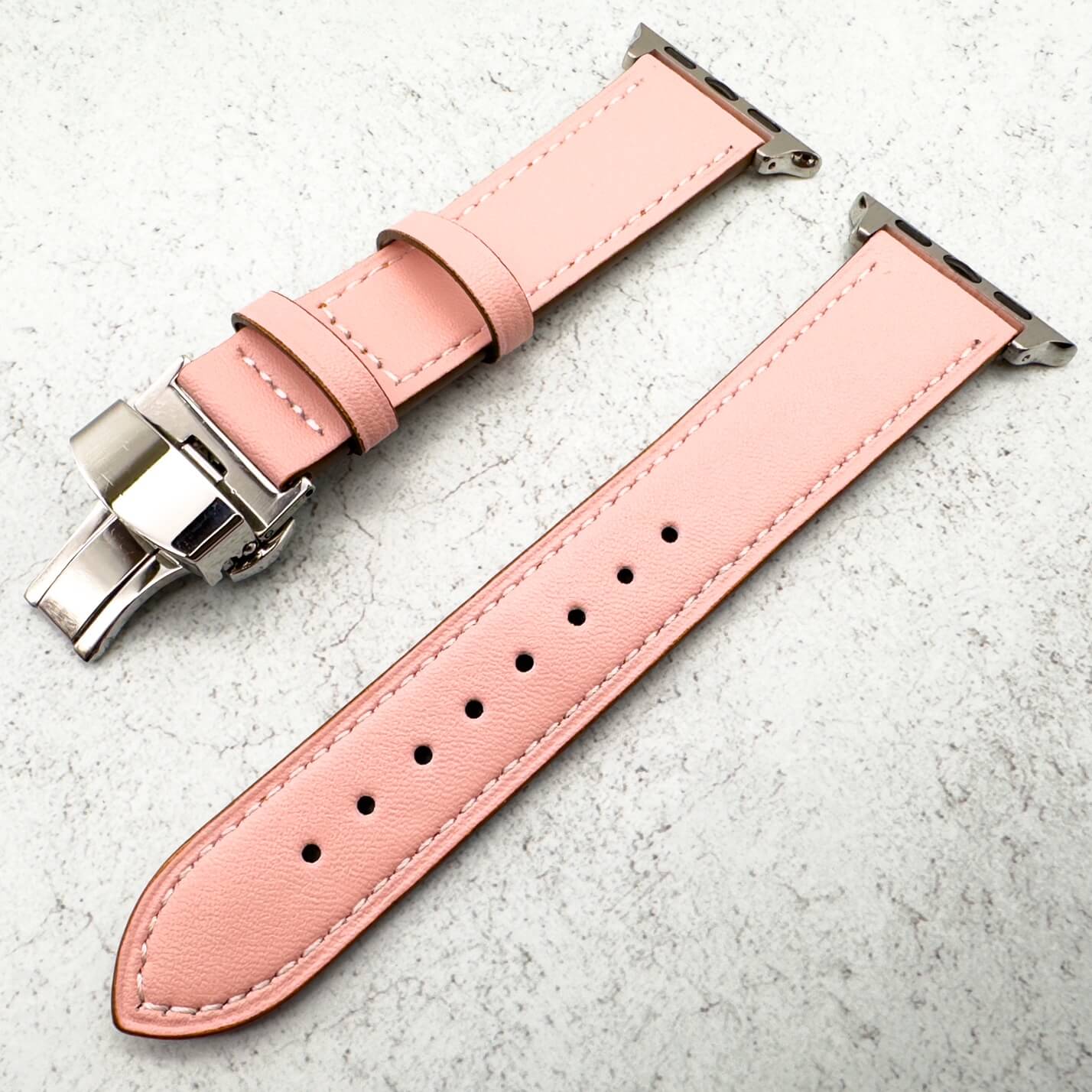 Genuine Leather Strap With Butterfly Clasp For Apple Watch | PINK Secondary image