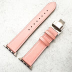 Genuine Leather Strap With Butterfly Clasp For Apple Watch | PINK