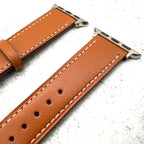 Genuine Leather Strap With Butterfly Clasp For Apple Watch | TAN BROWN