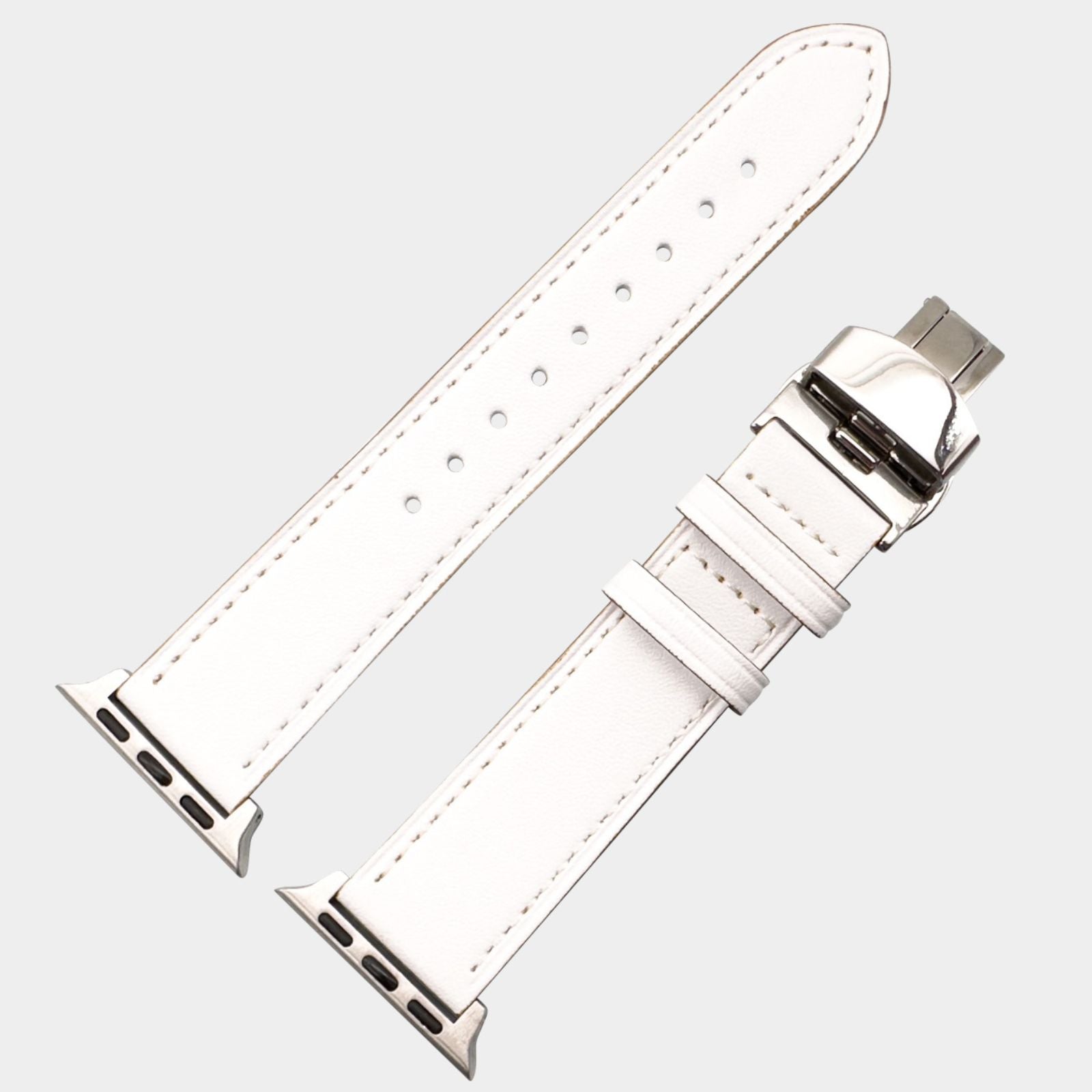 Genuine Leather Strap With Butterfly Clasp For Apple Watch | WHITE Main image