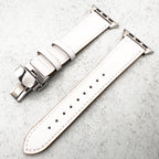 Genuine Leather Strap With Butterfly Clasp For Apple Watch | WHITE