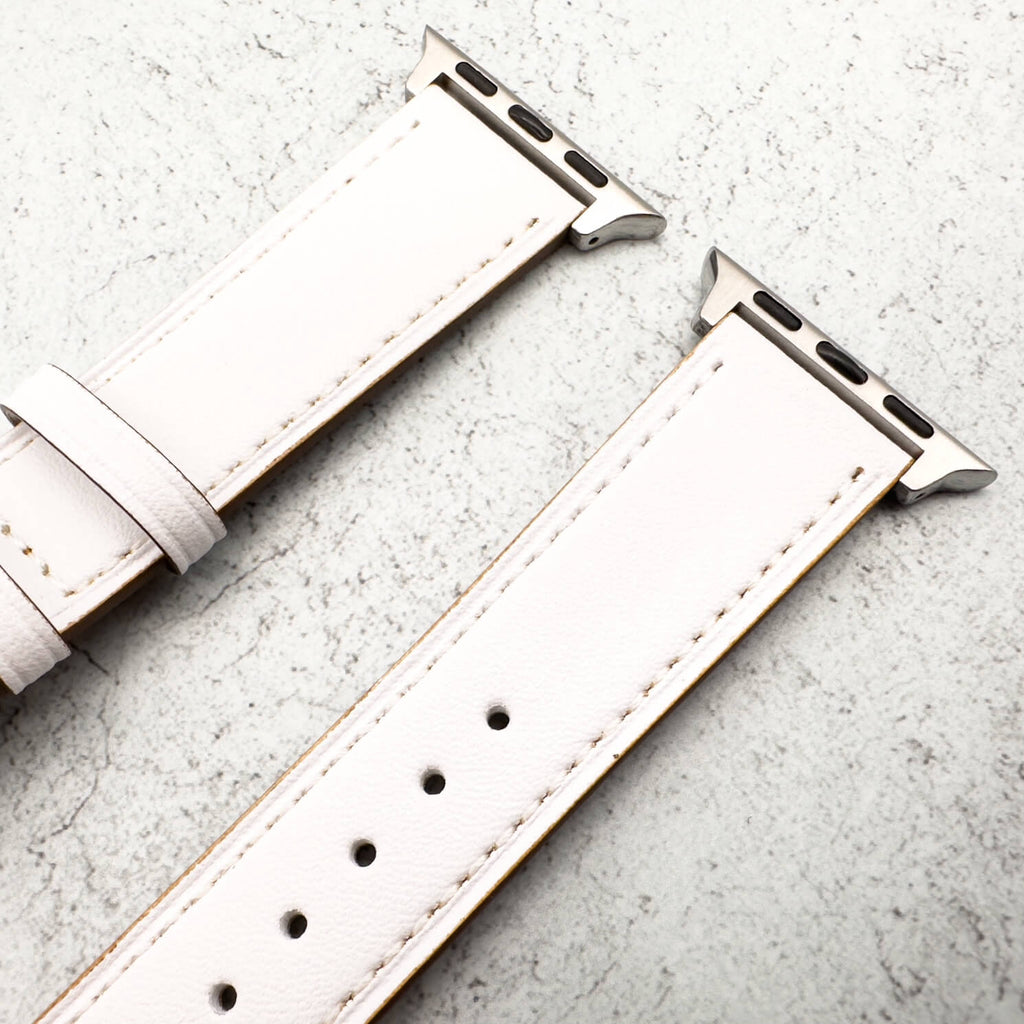 Genuine Leather Strap With Butterfly Clasp For Apple Watch | WHITE