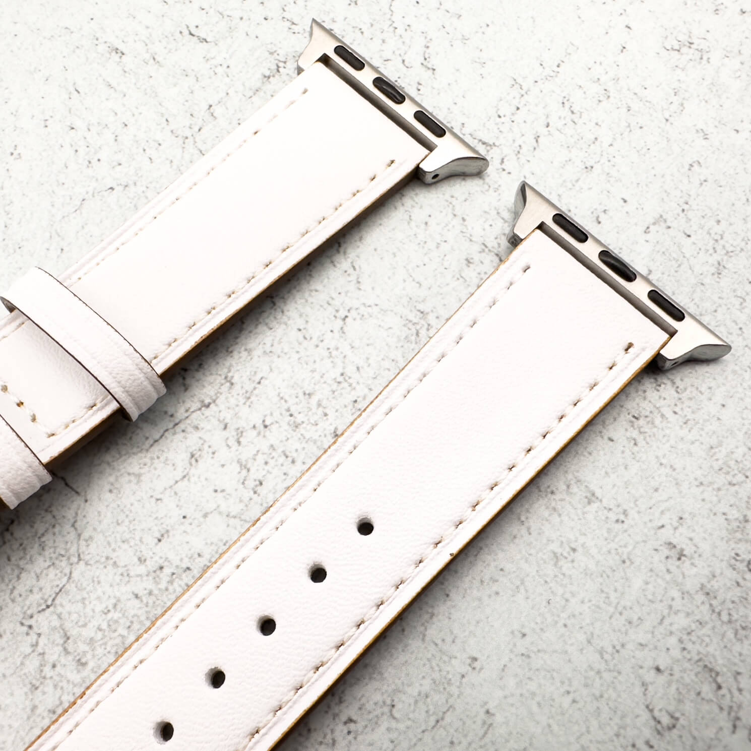 Genuine Leather Strap With Butterfly Clasp For Apple Watch | WHITE