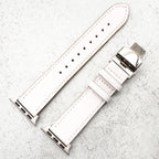 Genuine Leather Strap With Butterfly Clasp For Apple Watch | WHITE