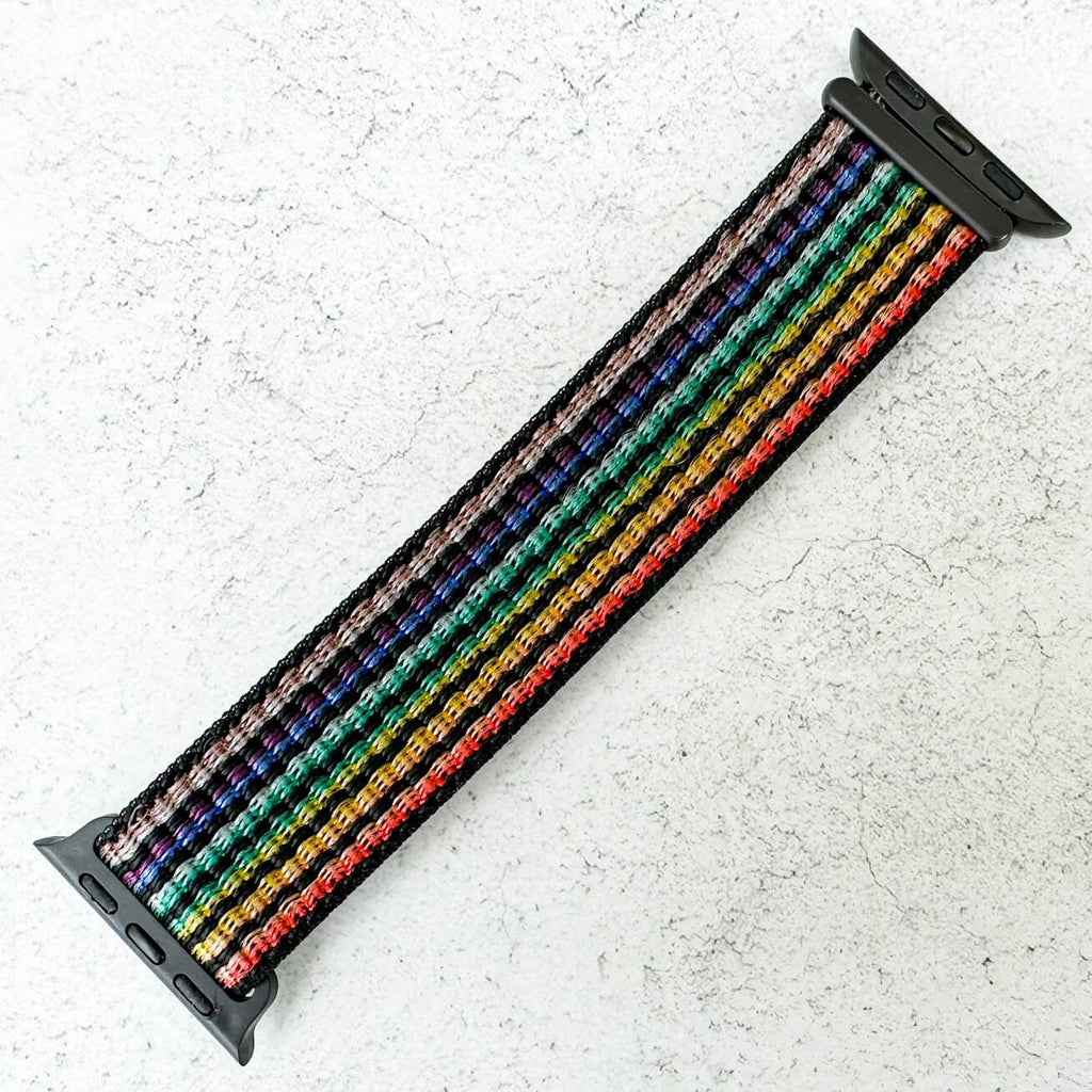 Nylon Sport Strap For Apple Watch | BLACK RAINBOW