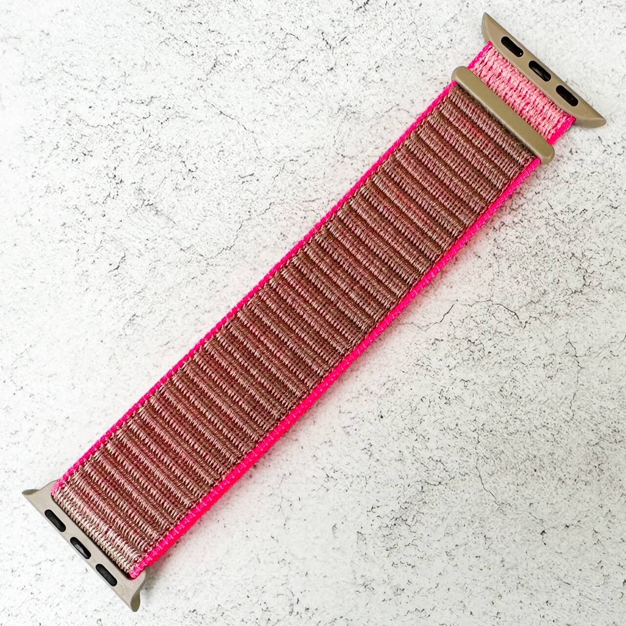 Nylon Sport Strap For Apple Watch | GREY NEON PINK Secondary image