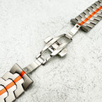 Titanium Style Metal Strap For Apple Watch | SILVER / ORANGE
