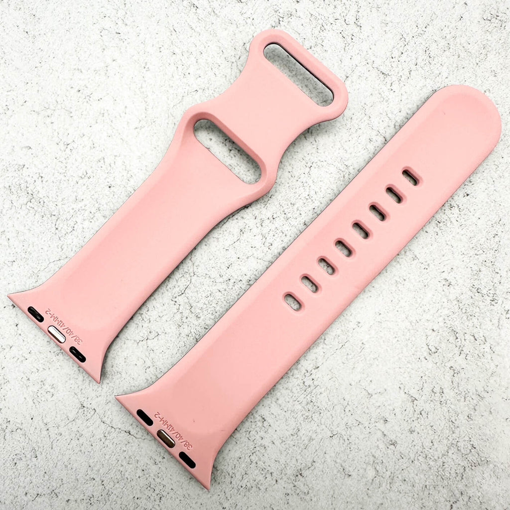Silicone Floral Engraved Watch Strap For Apple Watch | BLACK / PINK