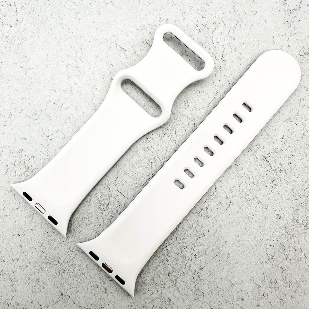 Silicone Floral Engraved Watch Strap For Apple Watch | BLACK / WHITE