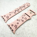 Silicone Floral Engraved Watch Strap For Apple Watch | PINK / VIOLET