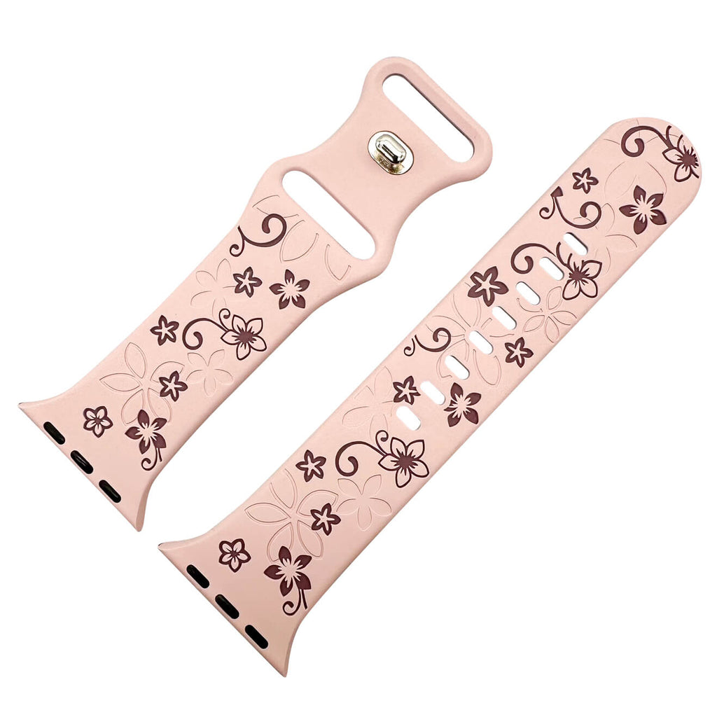Silicone Floral Engraved Watch Strap For Apple Watch | PINK / VIOLET