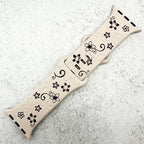 Silicone Floral Engraved Watch Strap For Apple Watch | STARLIGHT WHITE / BLACK