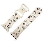 Silicone Floral Engraved Watch Strap For Apple Watch | STARLIGHT WHITE / BLACK