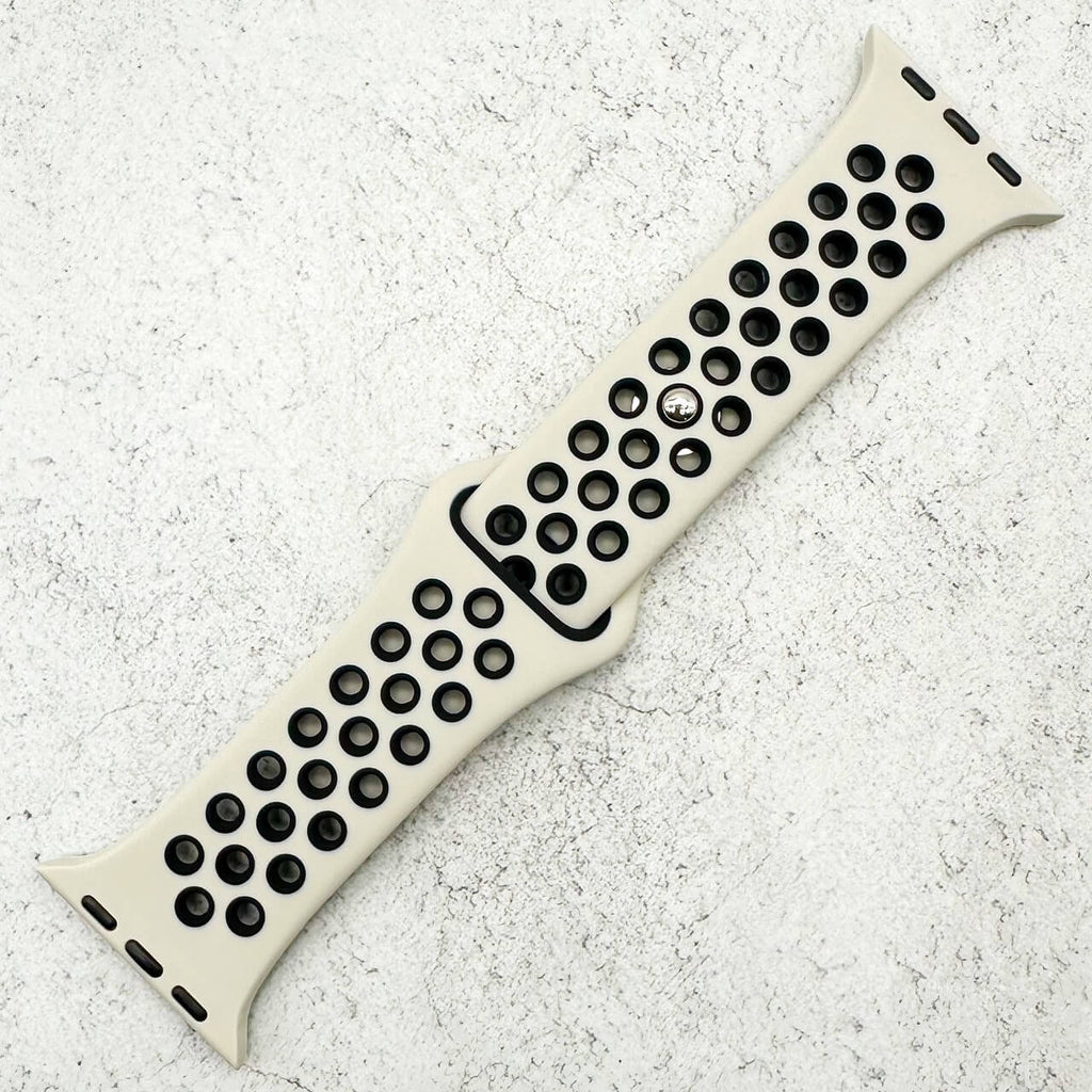 Silicone Sport Watch Strap For Apple Watch | ANTIQUE WHITE / BLACK