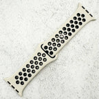 Silicone Sport Watch Strap For Apple Watch | ANTIQUE WHITE / BLACK