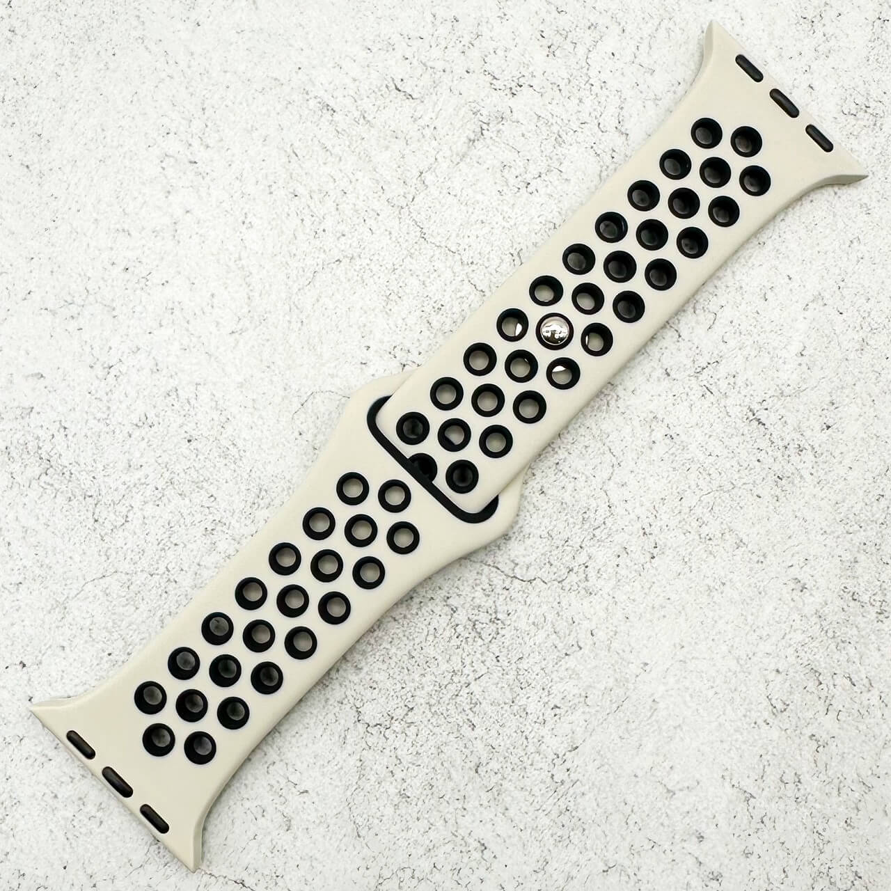 Silicone Sport Watch Strap For Apple Watch | ANTIQUE WHITE / BLACK