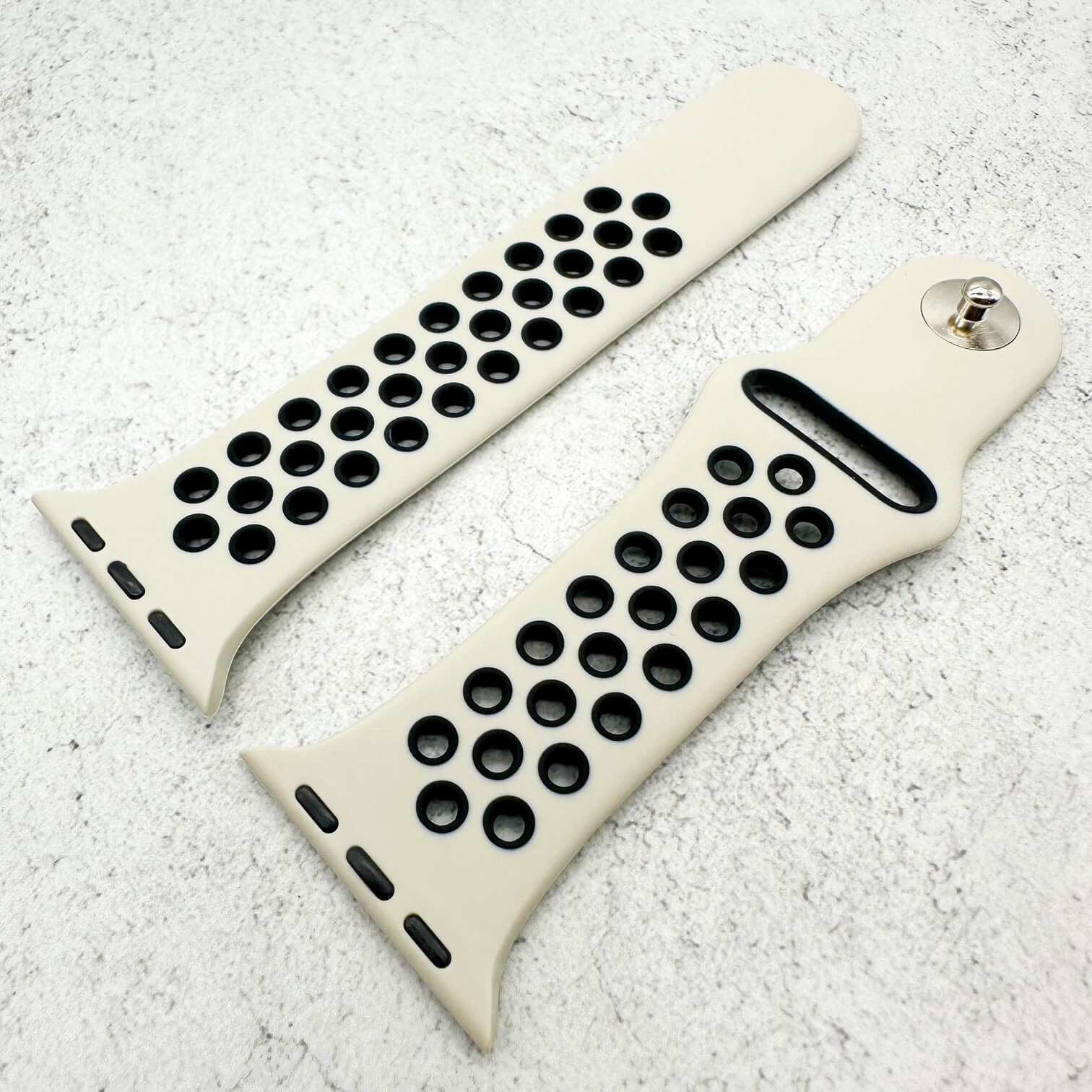Silicone Sport Watch Strap For Apple Watch | ANTIQUE WHITE / BLACK