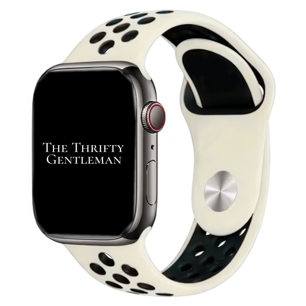 Silicone Sport Watch Strap For Apple Watch | ANTIQUE WHITE / BLACK