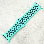 Silicone Sport Watch Strap For Apple Watch | AQUA / NAVY BLUE