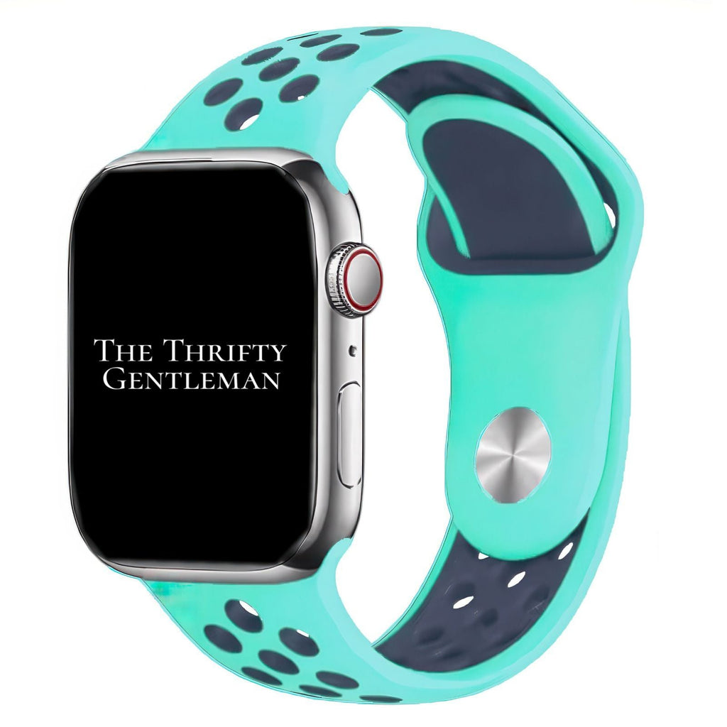 Silicone Sport Watch Strap For Apple Watch | AQUA / NAVY BLUE
