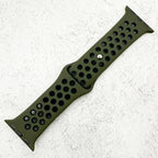 Silicone Sport Watch Strap For Apple Watch | ARMY GREEN / BLACK