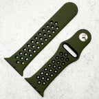 Silicone Sport Watch Strap For Apple Watch | ARMY GREEN / BLACK