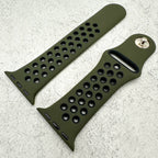 Silicone Sport Watch Strap For Apple Watch | ARMY GREEN / BLACK