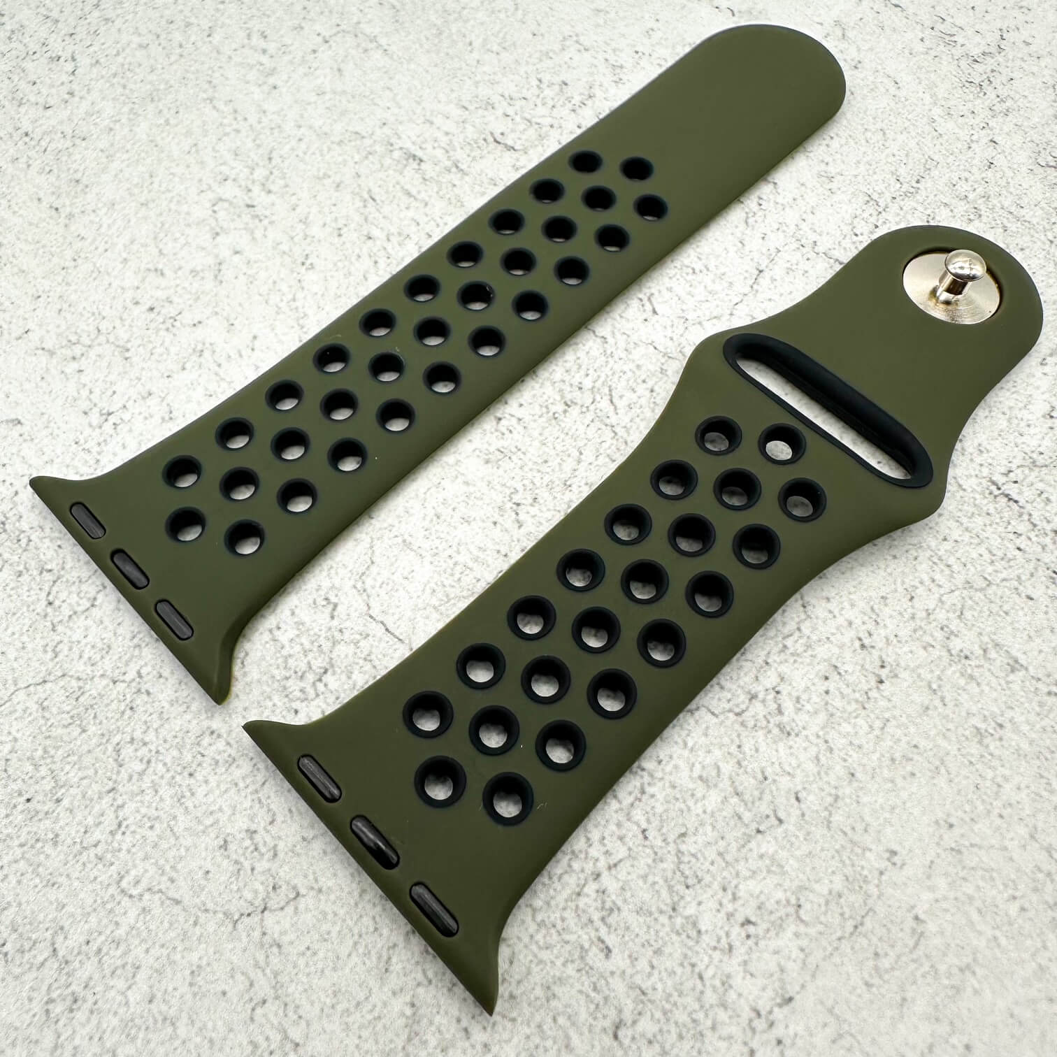 Silicone Sport Watch Strap For Apple Watch | ARMY GREEN / BLACK