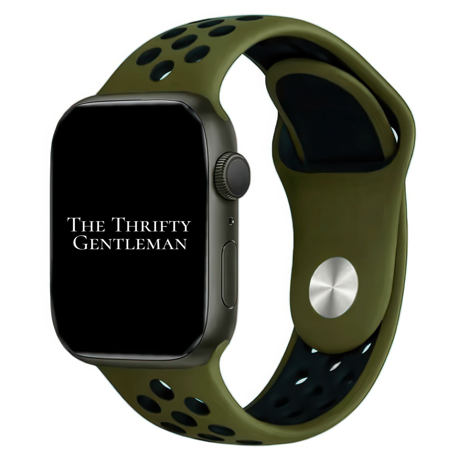 Silicone Sport Watch Strap For Apple Watch | ARMY GREEN / BLACK Main image