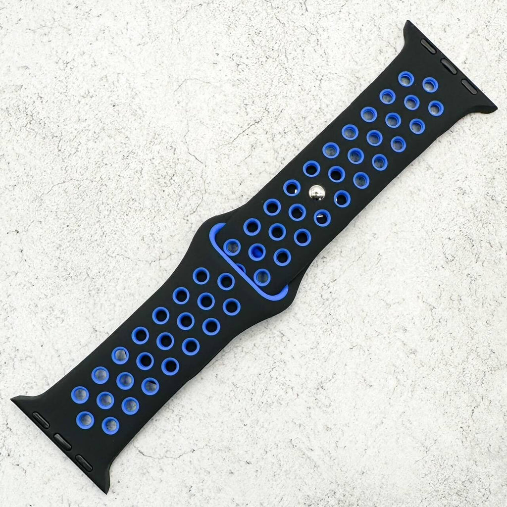 Silicone Sport Watch Strap For Apple Watch | BLACK / BLUE