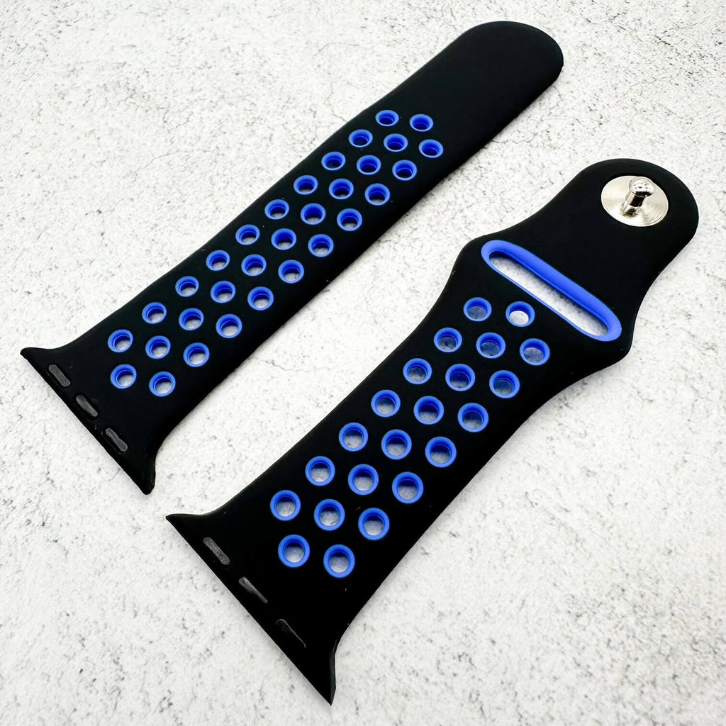 Silicone Sport Watch Strap For Apple Watch | BLACK / BLUE