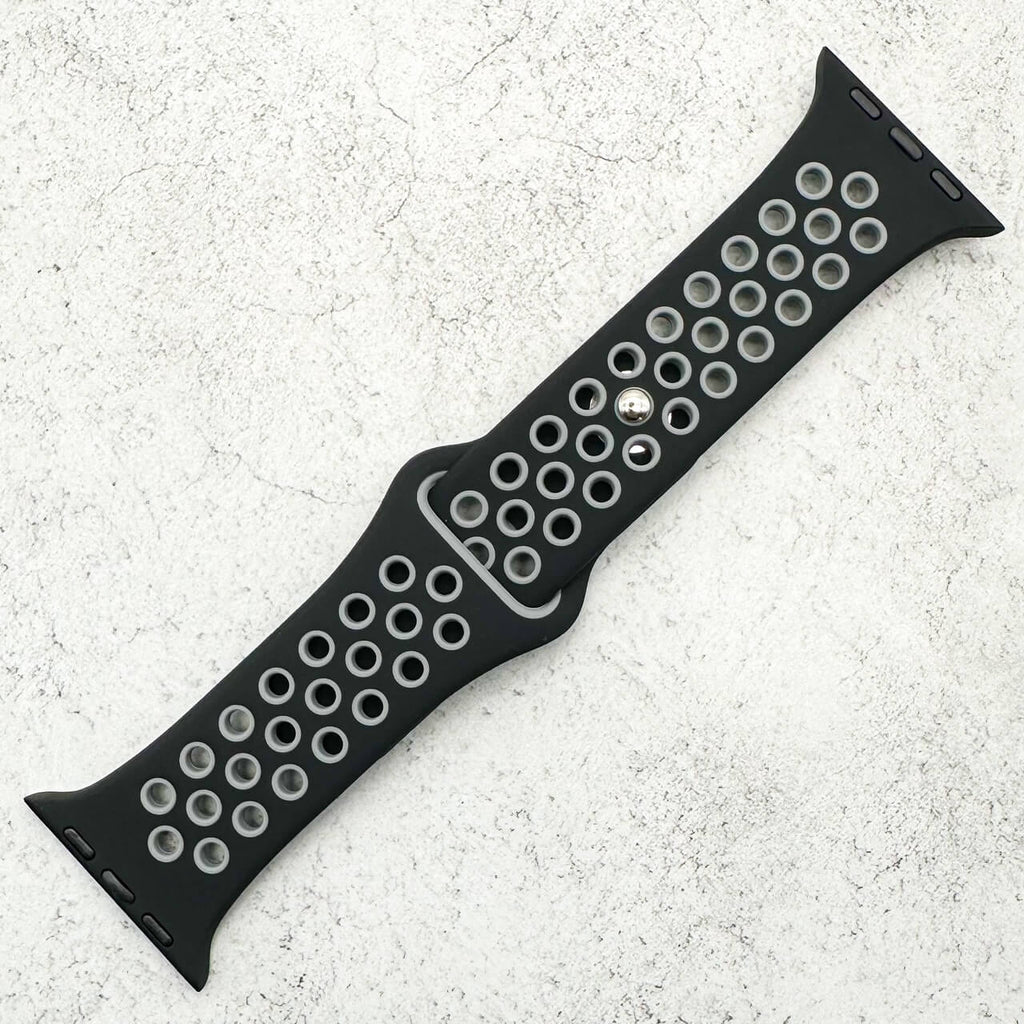 Silicone Sport Watch Strap For Apple Watch | BLACK / GREY
