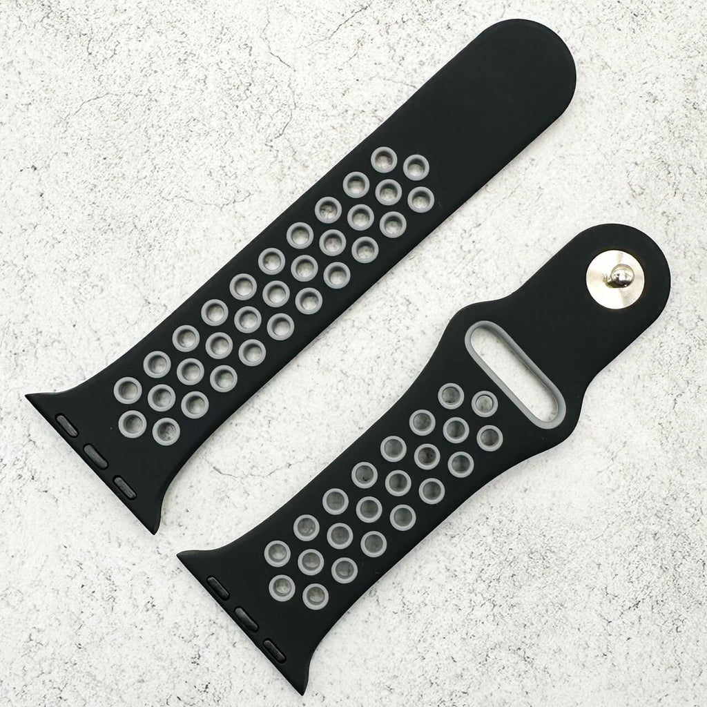 Silicone Sport Watch Strap For Apple Watch | BLACK / GREY
